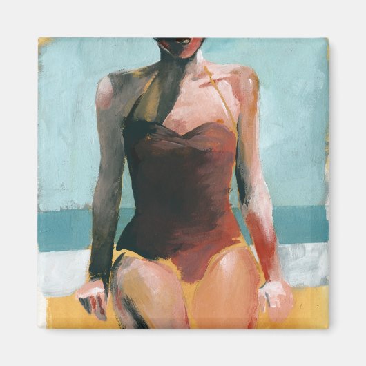 Aimant Nage vintage - maillot de bain rouge (Devant)