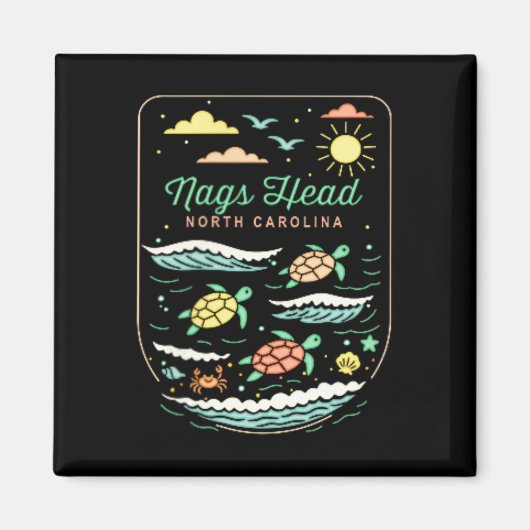 Aimant Nags Head Nc Cute Beach Vacation Sea Turtle Lover (Devant)