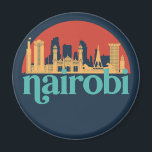 Aimant Nairobi Kenya City Skyline Vintage Cityscape<br><div class="desc">Design urbain vintage et rétro avec une belle skyline, attraction touristique et art urbain. gratte-ciel Cool et silhouette de construction merchandises pour touristes et voyageurs. Parfait comme souvenir à rapporter à la maison lorsque vous voyagez dans le monde entier. Enregistrez la mémoire de votre voyage et de vos vacances en...</div>