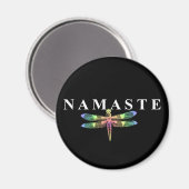 Aimant Namaste Dragonfly (Arrière - plan foncé) Round (Recto/Verso)