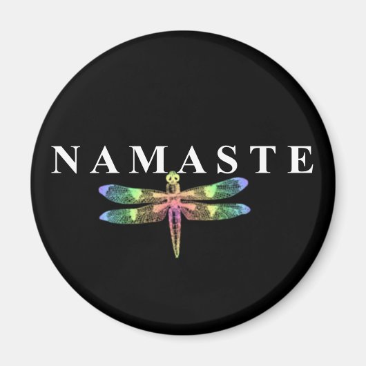 Aimant Namaste Dragonfly (Arrière - plan foncé) Round (Devant)