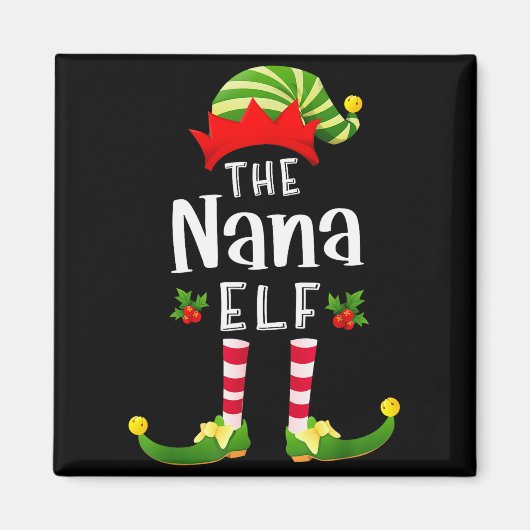 Aimant Nana Christmas Elf Matching Pajama X-mas Party (Devant)