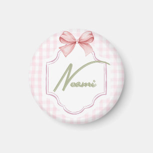 Aimant Naomi Baby Girl Nursery Bow&En vichy personnalisée
