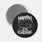 Aimant Napping Est Mon Cardio Simple Drôle Design Chat (Recto/Verso)