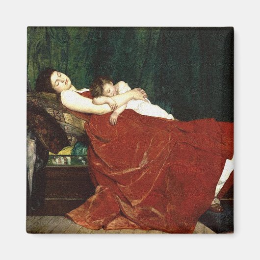 Aimant Napping Mère et enfant Retro Look (Devant)