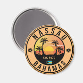Aimant Nassau Bahamas Retro Sunset Souvenirs 80s (Recto/Verso)