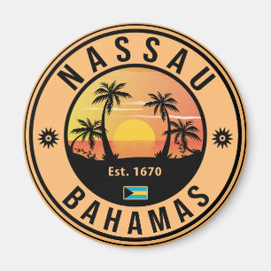 Aimant Nassau Bahamas Retro Sunset Souvenirs 80s