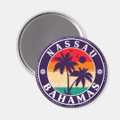 Aimant Nassau Palm Tree Bahamas Souvenirs Vintages 80s (Recto/Verso)