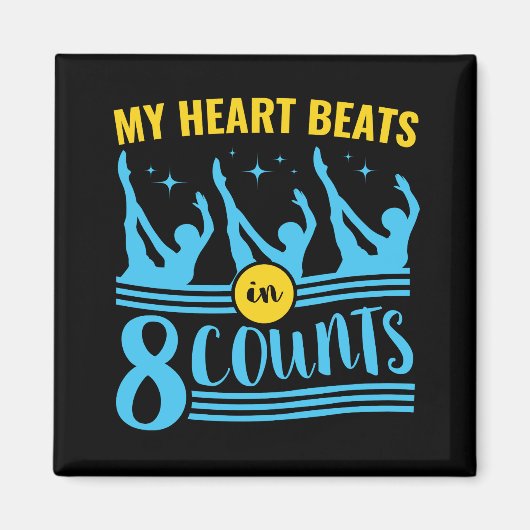 Aimant Natation synchronisée Mon coeur bat en 8 nombres (Devant)