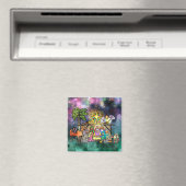 Aimant Nativité de Noël aquarelle Doodle Scène (In Situ (Lave-vaisselle))