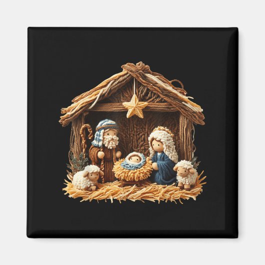 Aimant Nativity Scene Faux Yarn Crochet Jesus Christmas R (Devant)