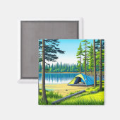 Aimant Nature Camping Tente à thème dans les bois (Recto/Verso)