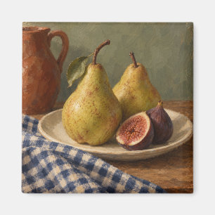 Aimant Natures Mortes De Poires Dorées Figues Et Gingham