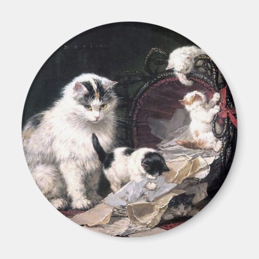 Aimant Naughty chatons chats jouant avec le panier adorab (Devant)
