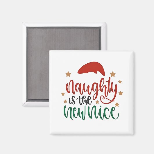 Aimant Naughty est le New Nice Funny Christmas Père Noël (Recto/Verso)
