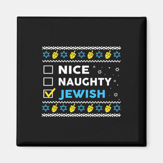 Aimant Naughty Jewish Ugly Hanukkah Sweater Chanukah (Devant)