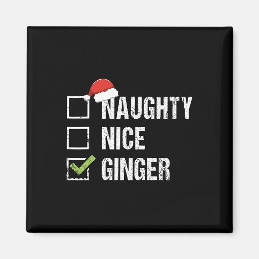Aimant Naughty Nice Ginger Redhead Santa Hat Irish Christ (Devant)