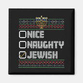Aimant Naughty Nice juif Père Noël laide Noël Hanoukka (Devant)