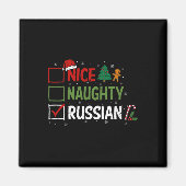 Aimant Naughty Nice Pyjamas de Noël russe Père Noël (Devant)