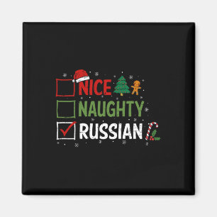 Aimant Naughty Nice Pyjamas de Noël russe Père Noël