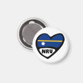 Aimant Nauru Code Pays Coeur Drapeau, NRU (Recto/Verso)