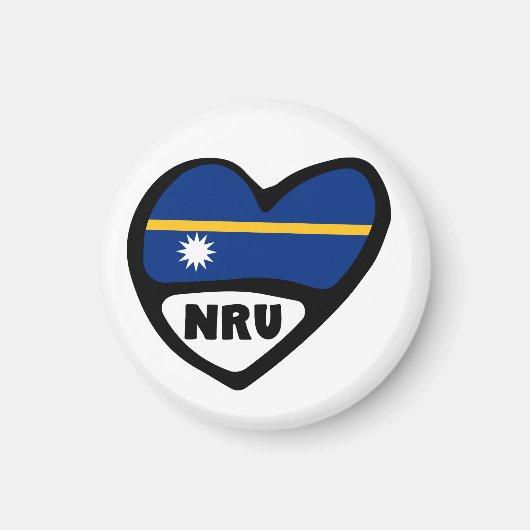 Aimant Nauru Code Pays Coeur Drapeau, NRU (Devant)