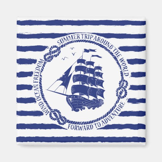 Aimant Nautical Emblem With Sailing Ship (Devant)