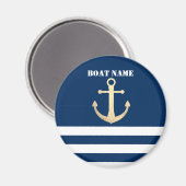 Aimant Nautical, Gold Anchor Navy Blue Striped (Recto/Verso)