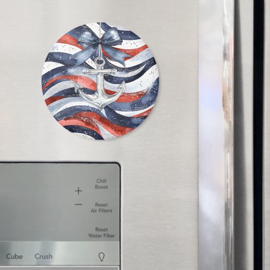 Aimant Nautical Red White Blue Bow Anchor (In situ (réfrigérateur))