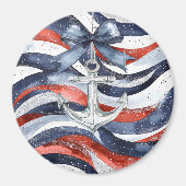 Aimant Nautical Red White Blue Bow Anchor (Devant)