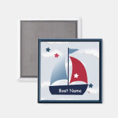 Aimant Nautique Cute Sailboat Design (Recto/Verso)