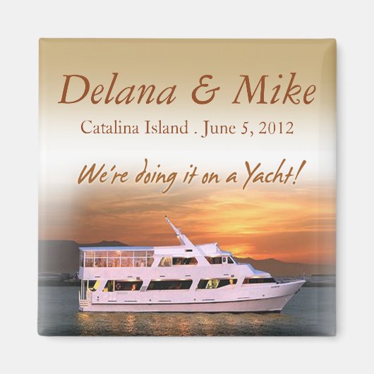 Aimant Nautique Yacht Destination Mariage Faveur Keepsaké (Devant)