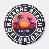 Aimant Navarre Floride Plage Retro Sunset Palmiers 60s (Devant)