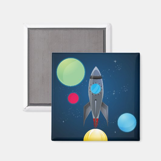 Aimant Navire à fusée spatiale (Recto/Verso)