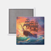 Aimant Navire À Voile Sur Une Mer Tempérée (Recto/Verso)