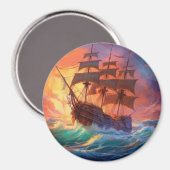 Aimant Navire À Voile Sur Une Mer Tempérée (Recto/Verso)