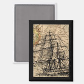 Aimant Navire Ancien et Carte (Recto/Verso)