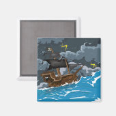Aimant Navire Pirate dans la Tempête (Recto/Verso)
