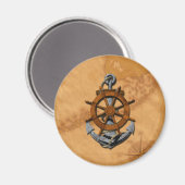 Aimant Navires Nautiques Roue Et Ancre (Recto/Verso)