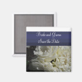 Aimant Navy Blue avec Roses Crème Save the Date (Recto/Verso)