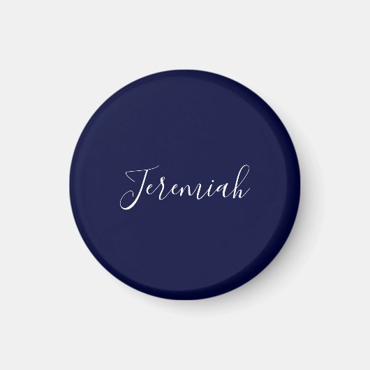 Aimant Navy Blue Color Plain Modern Own Name Calligraphy (Devant)