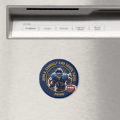 Aimant Navy Blue Gold High School Football Player Photo (In Situ (Lave-vaisselle))