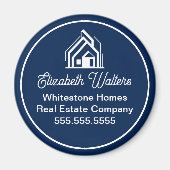 Aimant Navy Blue Real Estate Company Customized Realtor (Devant)