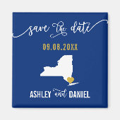 Aimant Navy New York Wedding Save the Date Map (Devant)