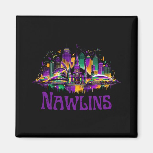 Aimant Nawlins New Orleans Cityscape Mardi-gras Souvenir (Devant)