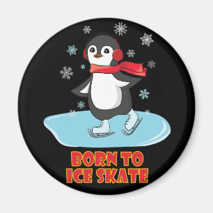 Aimant Né À Patinage Sur Glace Patinage Cute Penguin