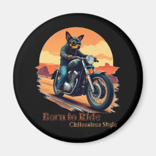 Aimant Né à Ride Chihuahua Motorcycle Art Imprimer