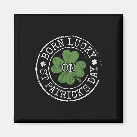 Aimant Né Chanceux le jour de la Saint-Patrick Trèfles ir (Devant)