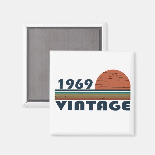 Aimant Né en 1969 anniversaire vintage (Recto/Verso)