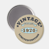 Aimant Né en 1970 cadeau d'anniversaire vintage (Recto/Verso)